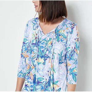 Belle by Kim Gravel Tropical Print Pintuck Knit